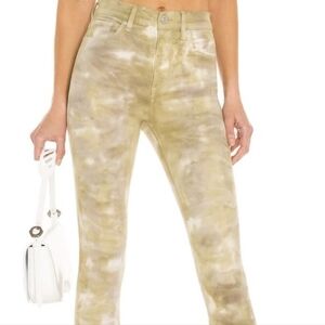 Hudson Barbara Tie Dye Green Skinny Strechy Comfy Boho High Rise Jeans Sz 34